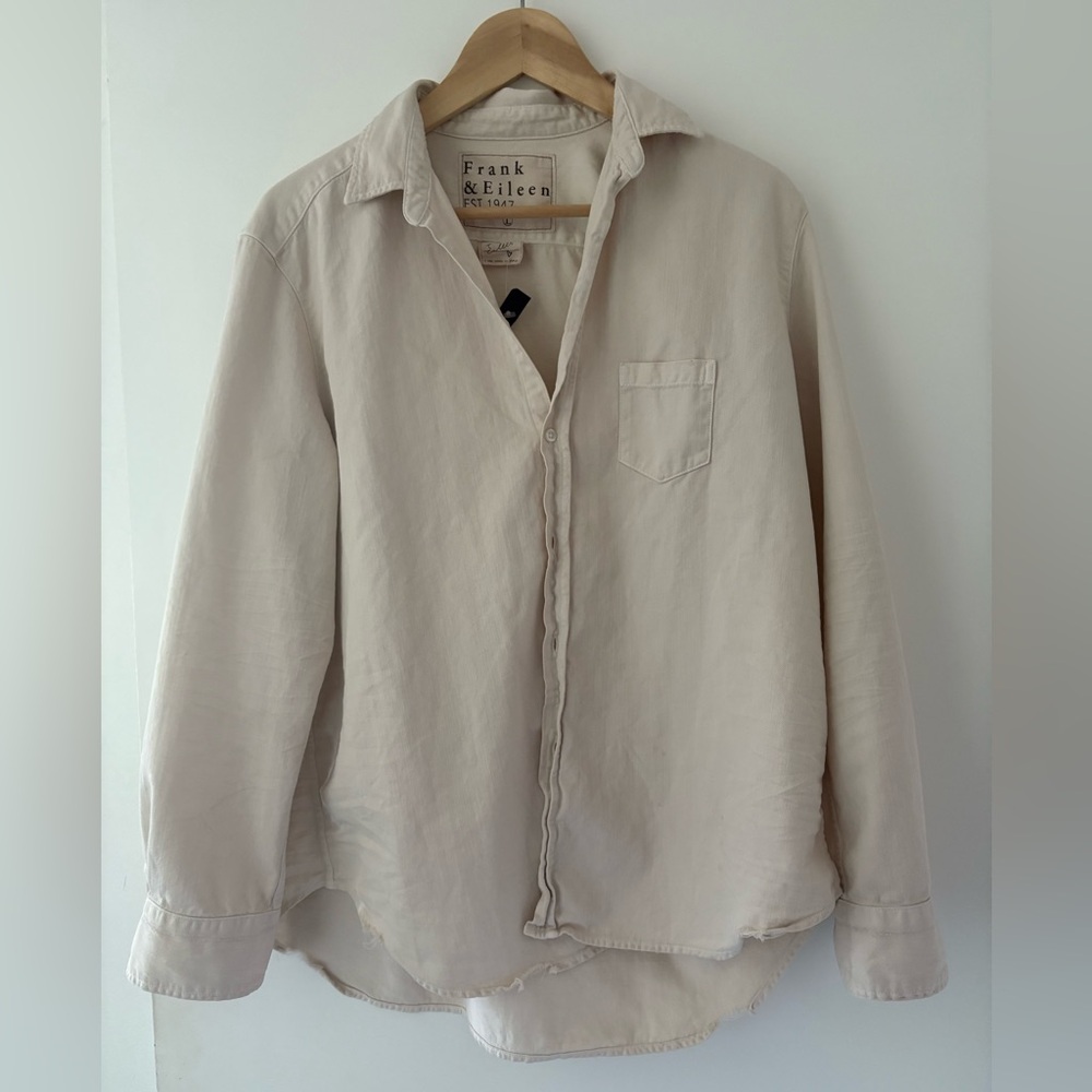 Frank & Eileen Cream Eileen Shirt Size L